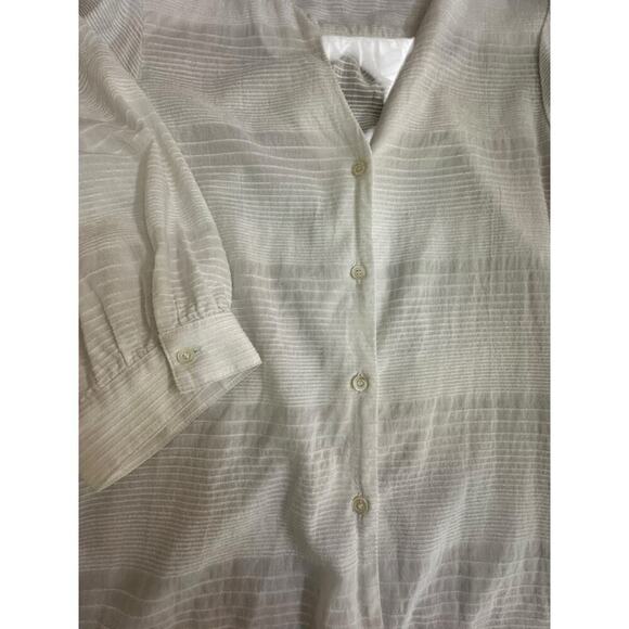 J. McLaughlin Women's White Button Textured Balloon Sleeve Blouse Top Size XL - Picture 6 of 10